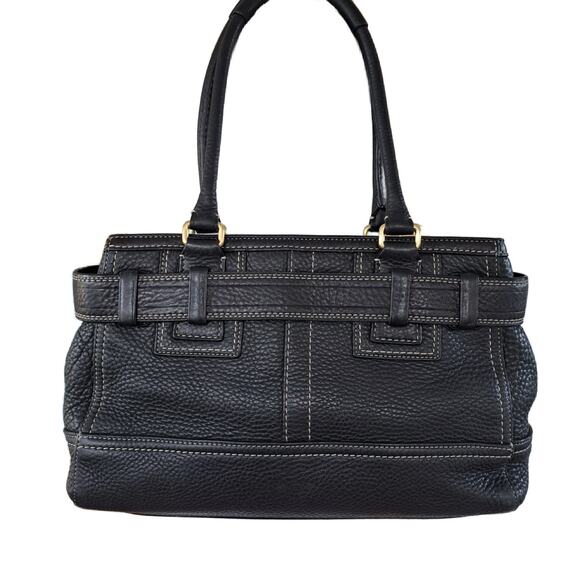 COACH Vintage Hampton Bag Black Pebbled Leather Shoulder Satchel Tote Carryall - Picture 3 of 11